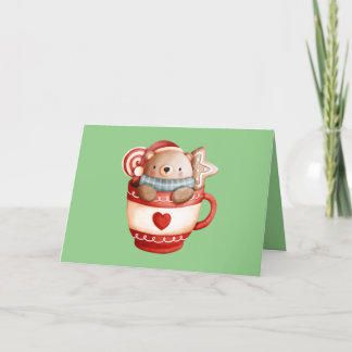 Christmas Bear In A Cup Thank you Card