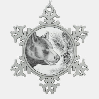 Christmas-Bear-Merry Christmas Snowflake Pewter Christmas Ornament