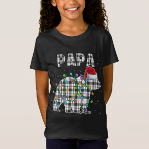 Christmas Bear Papa Black White Plaid Xmas Matchin T-Shirt