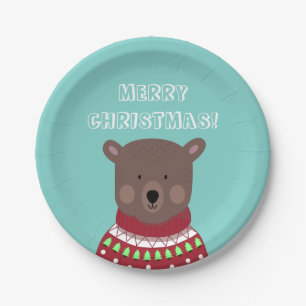 Christmas Bear Paper Plate