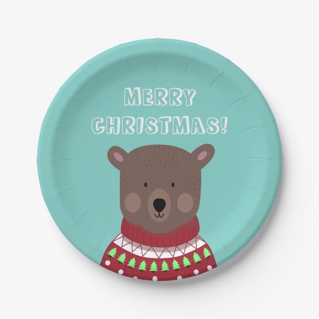 Christmas Bear Paper Plate (Front)