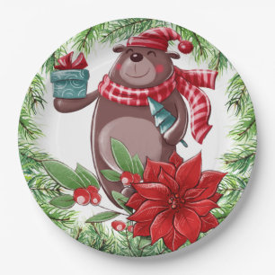 Christmas Bear Paper Plate