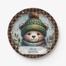 Christmas Bear Paper Plates