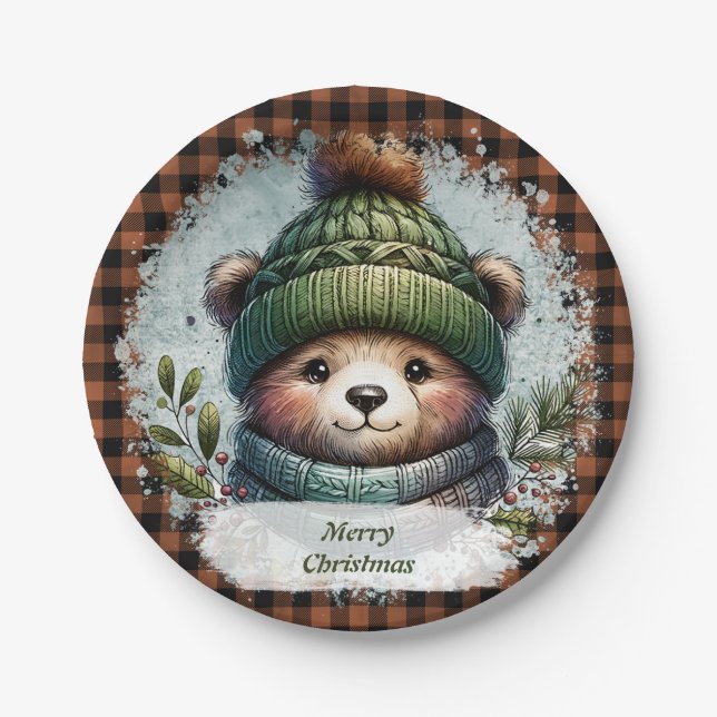 Christmas Bear Paper Plates (Front)