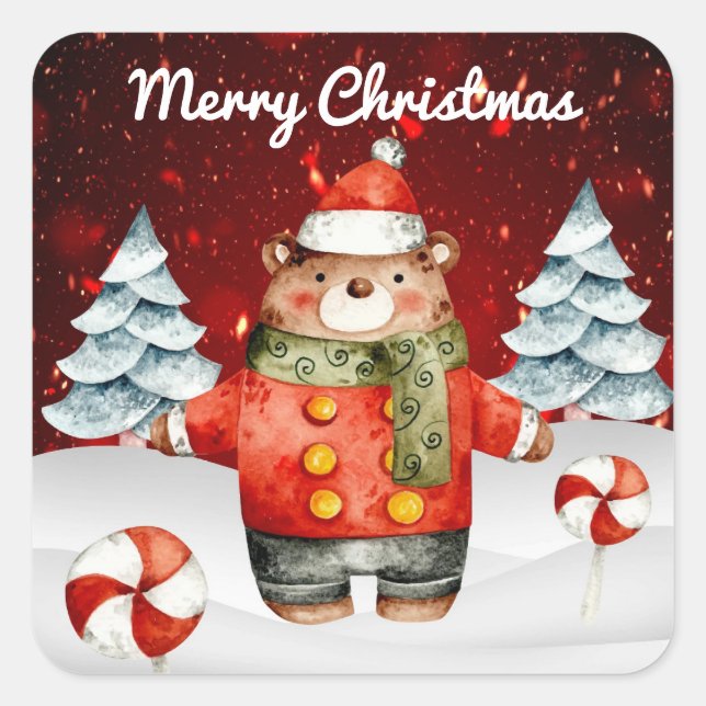 Christmas Bear Peppermint Stickers (Front)