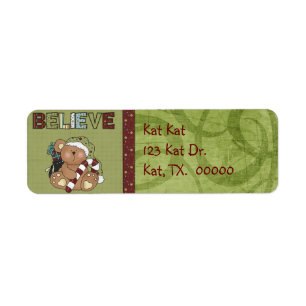 Christmas Bear Return Address Avery Label