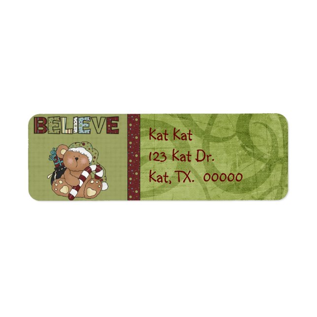 Christmas Bear Return Address Avery Label (Front)