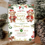 Christmas Bear Santa Baby Gender Reveal  Invitation<br><div class="desc">Bear Christmas Santa Baby Gender Reveal Invitation,  Bearly Wait Winter Floral Gender Reveal Invite,  Brown Bear Holiday Gender Reveal</div>