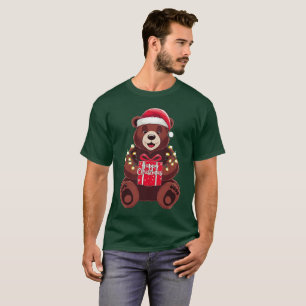 Christmas Bear with Gift and Lights T-Shirt