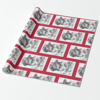Christmas-Bear-with-red-border Wrapping Paper