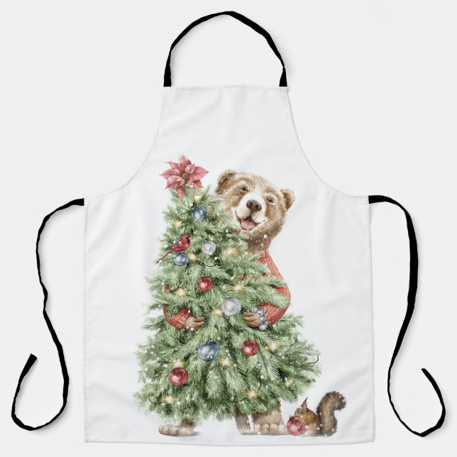Christmas Bear with Tree Apron (Front)