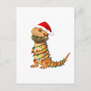  Christmas Bearded Dragon Pogona Vitticeps Santa  Holiday Postcard
