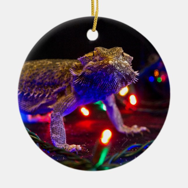 Christmas Beardie Ceramic Tree Decoration (Front)