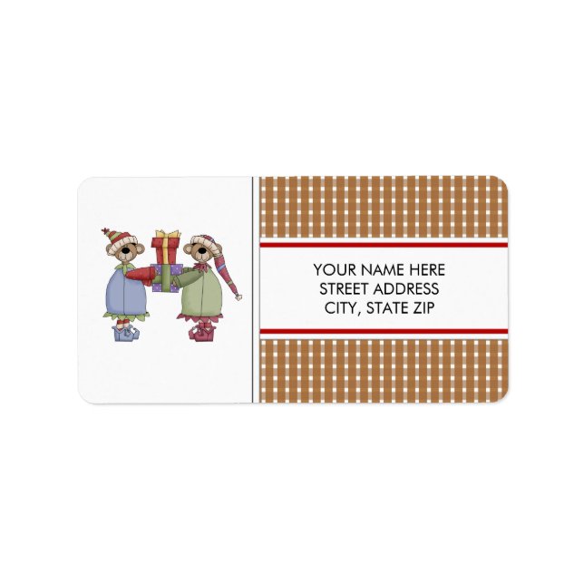 Christmas Bears Address Mailing Labels (Front)