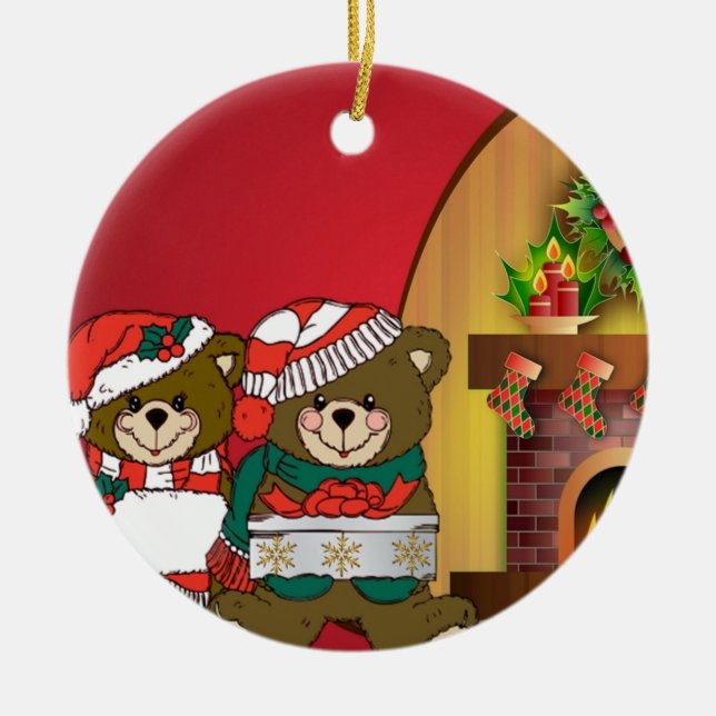 Christmas Bears Ceramic Tree Decoration (Front)