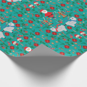 Christmas bears green wrapping paper