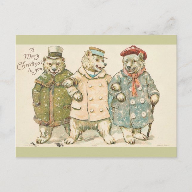 Christmas Bears Holiday Postcard (Front)