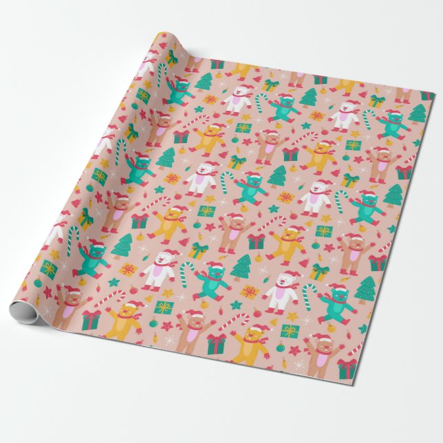 Christmas Bears Wrapping Paper (Unrolled)