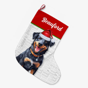 Christmas Beauceron with Dog's Name Large Christmas Stocking
