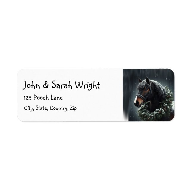 Christmas Beautiful Black Horse & Wreath (Front)