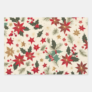 christmas beautiful glitter pattern wrapping paper sheet
