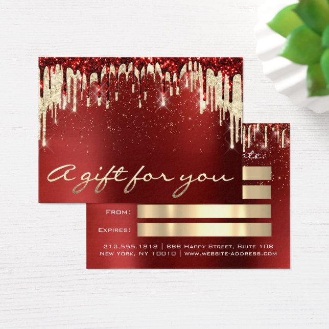 Christmas Beauty Gold Confetti Gift Burgundy Drips (Desk)
