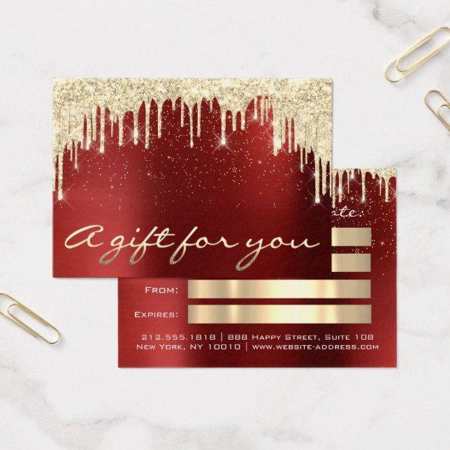 Christmas Beauty Gold Confetti Gift Burgundy Red (Office)