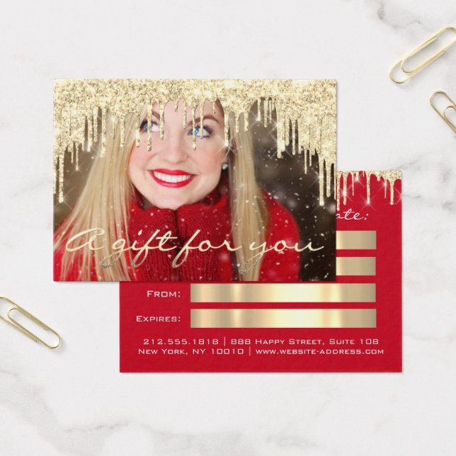 Christmas Beauty Salon Gold Gift Certificate (Office)