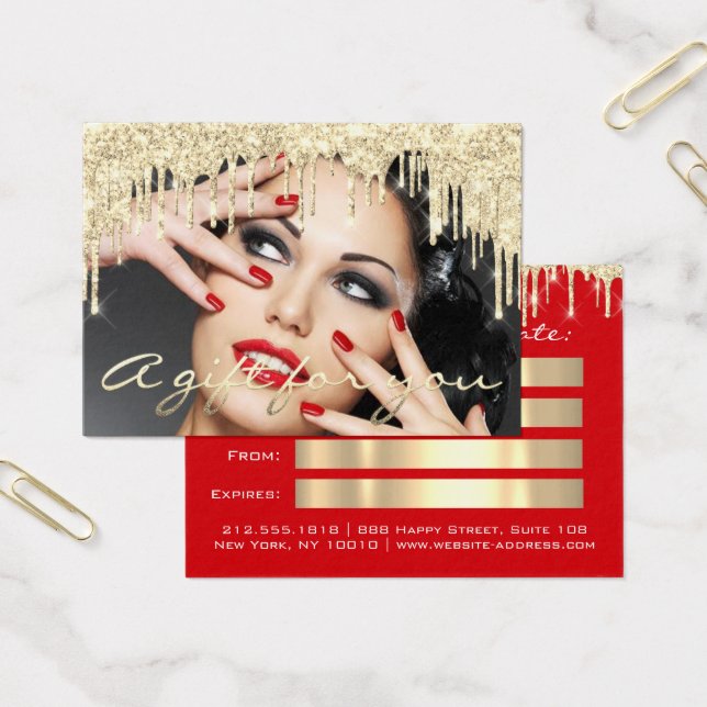 Christmas Beauty Salon Gold Gift Certificate Red (Office)