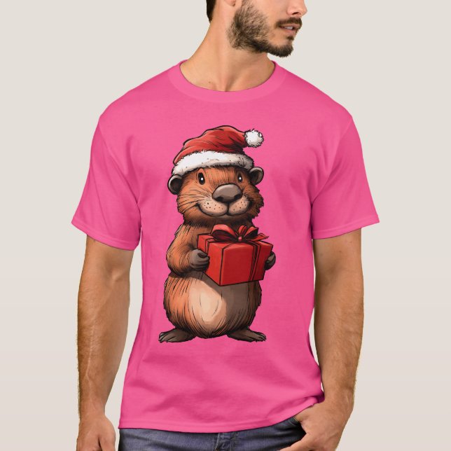 Christmas beaver funny T-Shirt (Front)