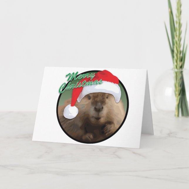 Christmas Beaver - Greeting Card, Standard Holiday Card (Front)