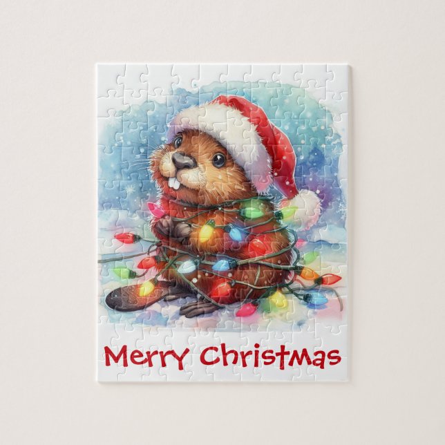 Christmas Beaver Puzzle (Vertical)