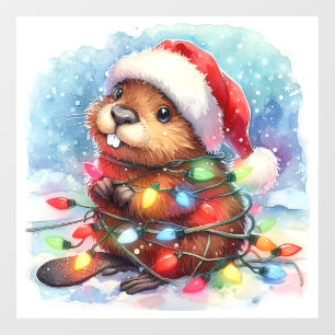 Christmas Beaver Window Cling
