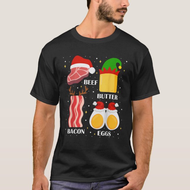 Christmas Beef Butter Bacon Eggs Ugly Xmas Sweater (Front)