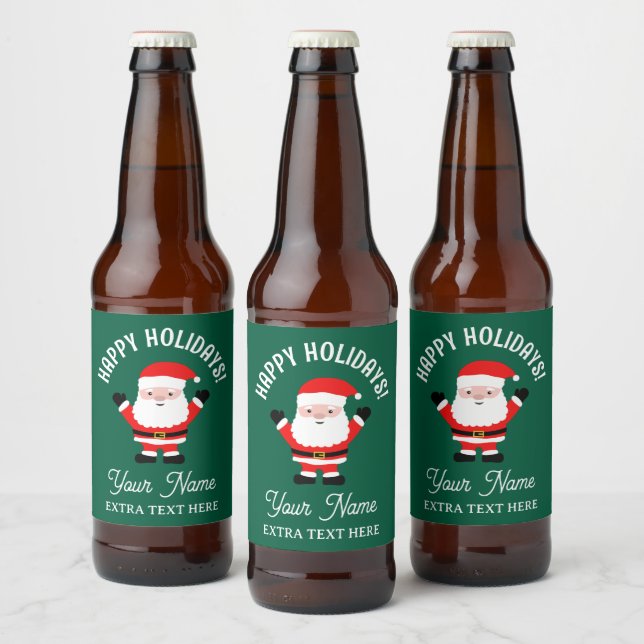 Christmas beer bottle labels with Santa cartoon (Bottles)