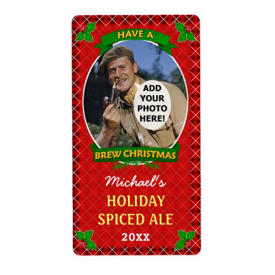 Christmas Beer Custom Photo Red Argyle Homebrewing Shipping Label