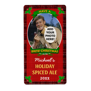 Christmas Beer Custom Photo Red Plaid Homebrewing