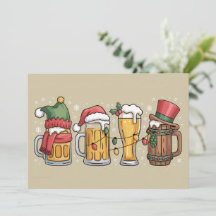 Christmas Beer Drinking Lover Gift Party Spirit Holiday Card