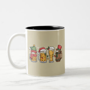 Christmas Beer Drinking Lover Gift Party Spirit  Two-Tone Coffee Mug