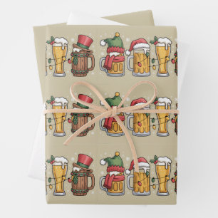 Christmas Beer Drinking Lover Gift Party Spirit Wrapping Paper Sheet