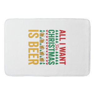 Christmas Beer Funny Holiday Drinking Design Bath Mat
