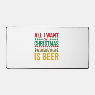 Christmas Beer Funny Holiday Drinking Design Desk Mat
