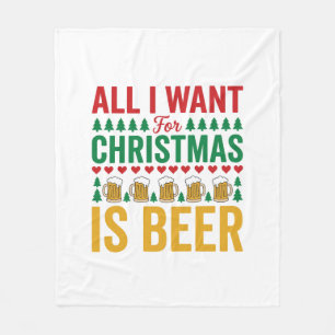 Christmas Beer Funny Holiday Drinking Design Fleece Blanket