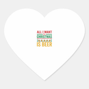 Christmas Beer Funny Holiday Drinking Design Heart Sticker