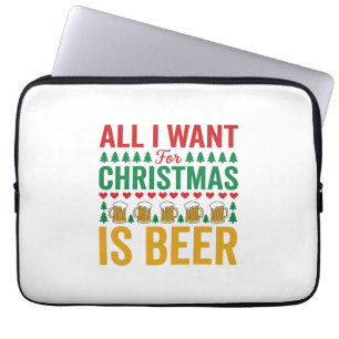 Christmas Beer Funny Holiday Drinking Design Laptop Sleeve