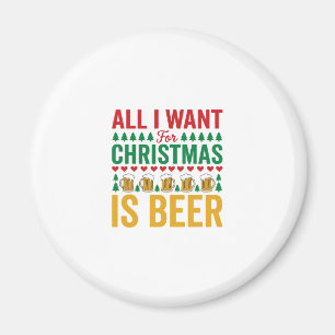 Christmas Beer Funny Holiday Drinking Design Magnet