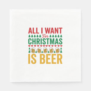 Christmas Beer Funny Holiday Drinking Design Napkin