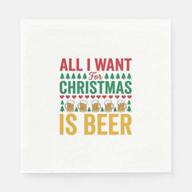 Christmas Beer Funny Holiday Drinking Design Napkin (Front)