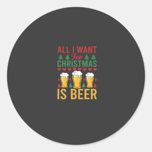 Christmas Beer Holiday Drinking Classic Round Sticker