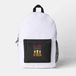Christmas Beer Holiday Drinking Printed Backpack